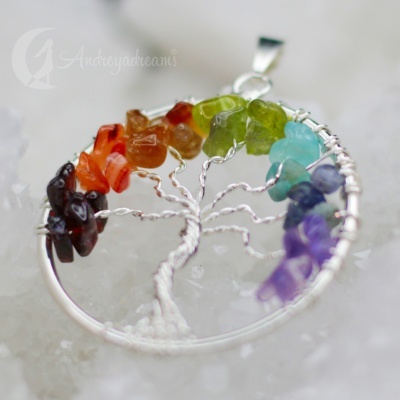 Pendente Árvore da Vida com Pedras dos Chakras Pendente Árvore da Vida com Pedras dos Chakras