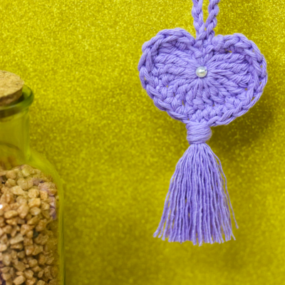 Pendente Coração em Crochê Violeta