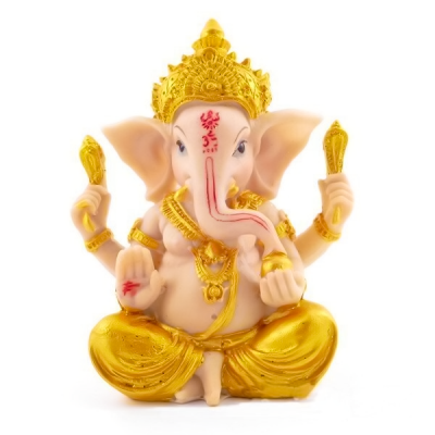 Estátua Ganesha Dourado 15cm