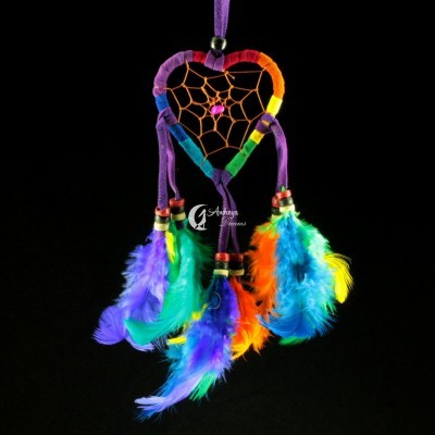 Caça Sonhos Coração Colorido Pequeno