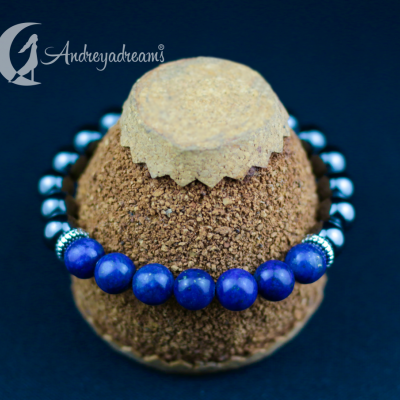 Pulseira Hematite com Lápis-Lazúli