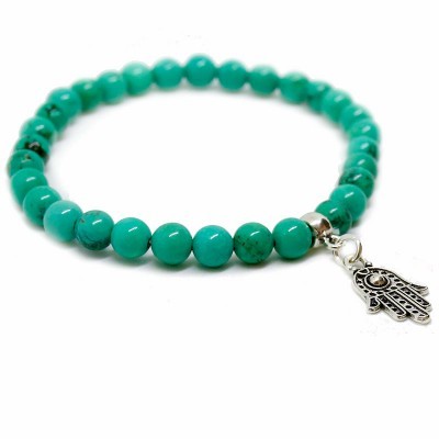 Pulseira Turquesa com Mão de Fátima