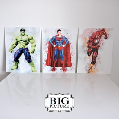 Conjunto Super Heróis Watercolor