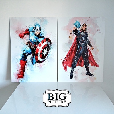 Conjunto Super Heróis Watercolor