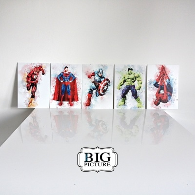 Conjunto Super Heróis Watercolor