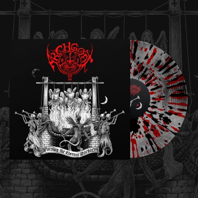 ARCHGOAT - Worship the Eternal Darkness  Gatefold 12" LP Clear heavy vinyl w/ black & blood red splatters.