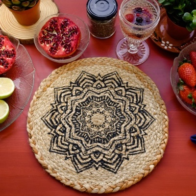 Base de prato individual natural  Juta Mandala