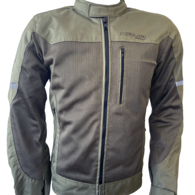 Casaco de mota Nafep cinzento e verde oliva com fecho de correr e bolso