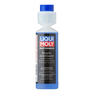 Frasco de Liqui Moly Benzin-stabilisator com tampa azul