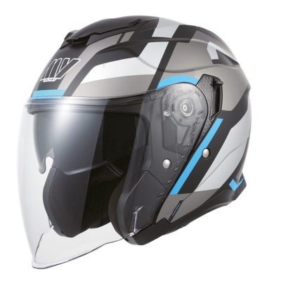 CAPACETE MY HELMET JET DVS PRETO MAT/CINZA/AZUL