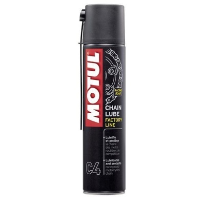 Frasco de spray preto MOTUL para lubrificação de correntes de motos