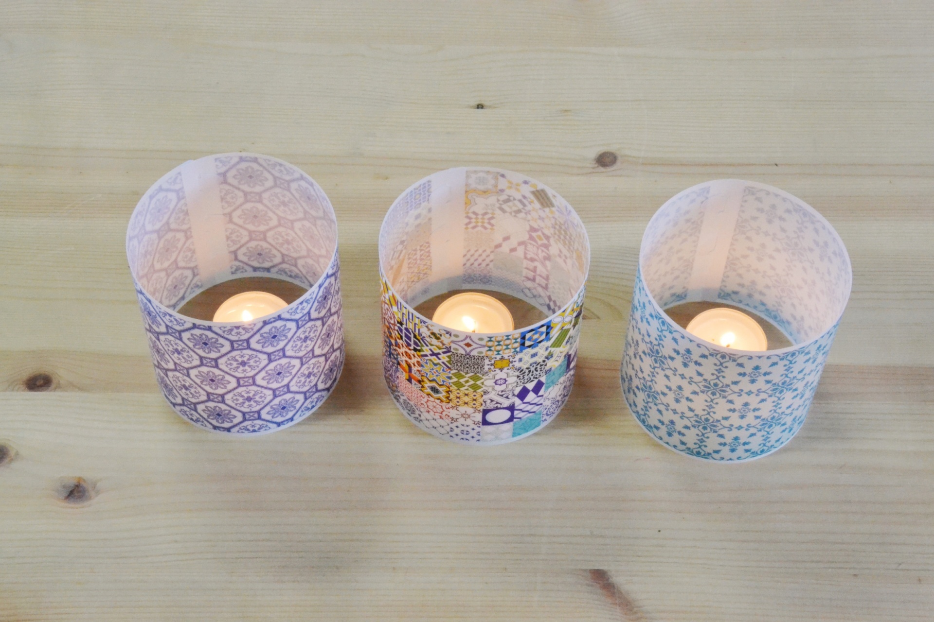 Set of 3 candle holders, Portuguese tiles, model 5 TilePassion