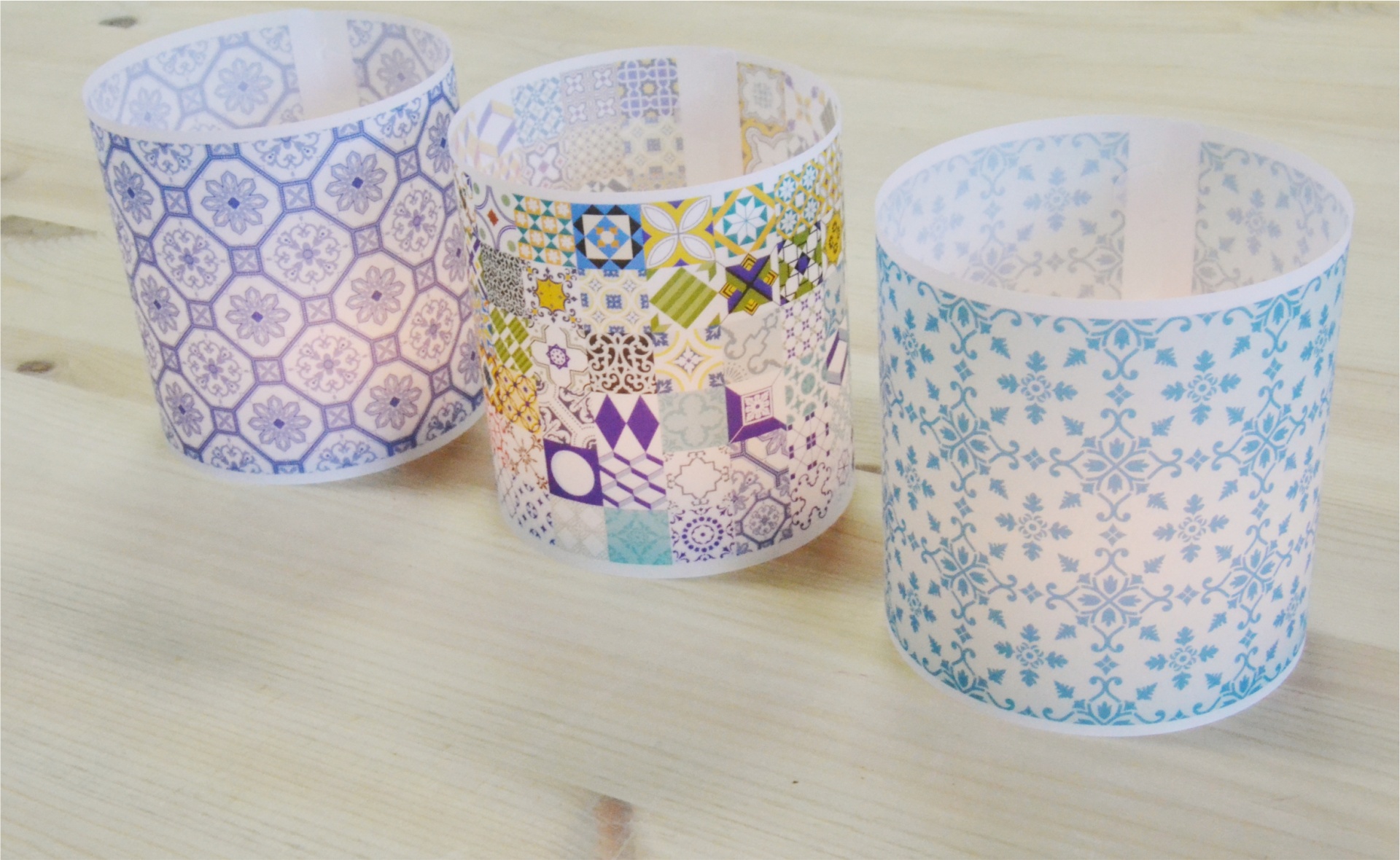 Set of 3 candle holders, Portuguese tiles, model 5 TilePassion