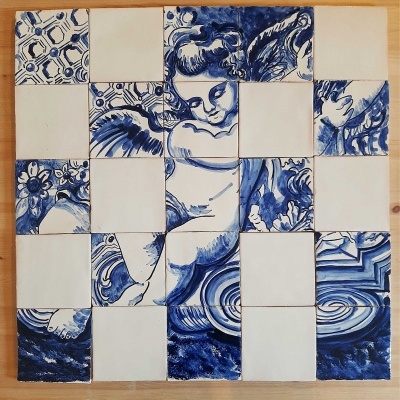 Portuguese Tiles, Decorative tile mural, Angel - Variation A