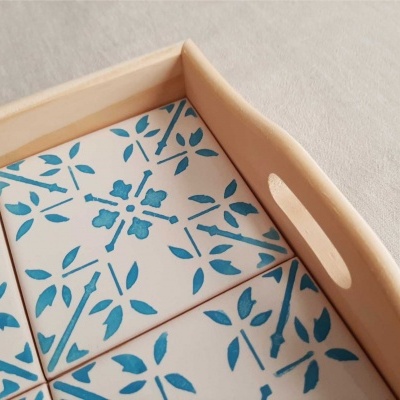 Tray with portuguese tiles handpainted model F