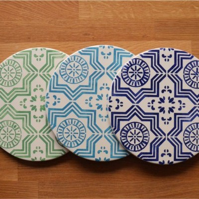 Ceramic Trivet , hand painted, portuguese tiles, 08