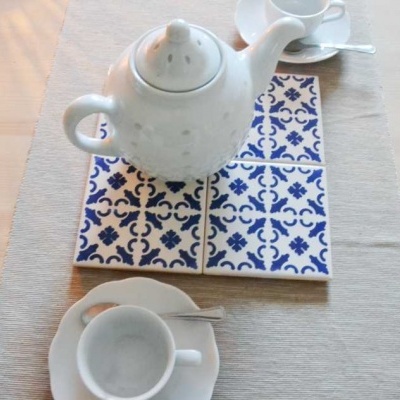 Coasters Set in portuguese tiles, hand painted, Set G