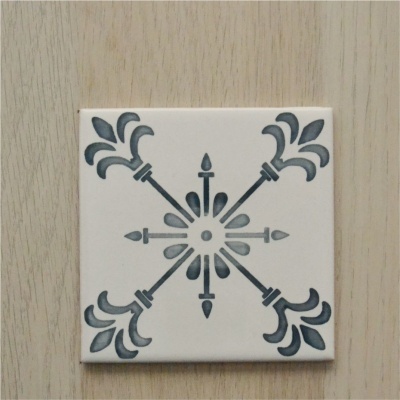 Ceramic Coasters, hand painted, portuguese tiles, warm grey 07