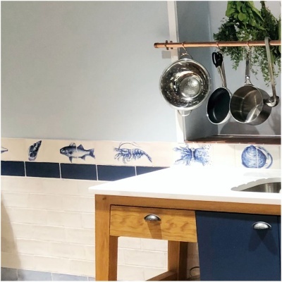 Tile Mural Marine Animals, Backsplash, Decorative tiles Handpainted, Sea Collection
