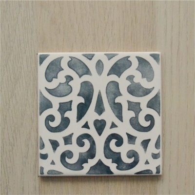 Ceramic Coasters, hand painted, portuguese tiles, warm grey 05