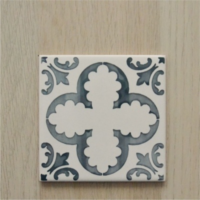 Ceramic Coasters, hand painted, portuguese tiles, warm grey 01