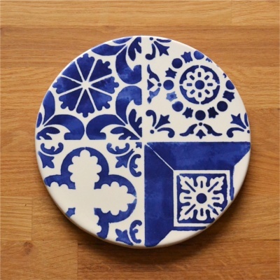 Ceramic Trivet , hand painted, portuguese tiles, 07