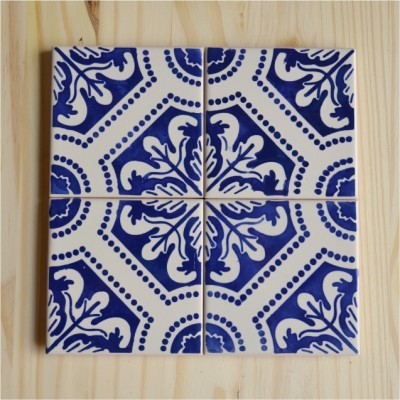 Azulejo, portuguese tiles, handpainted,   blue, tile 10,8 x 10,8 cm