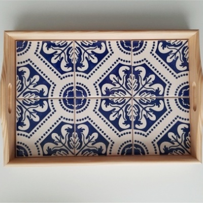 Tray with portuguese tiles handpainted model B
