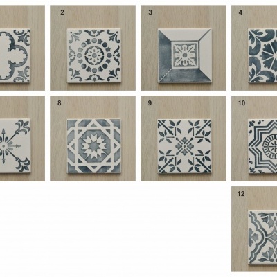 Ceramic Coasters, hand painted, portuguese tiles, warm grey 11