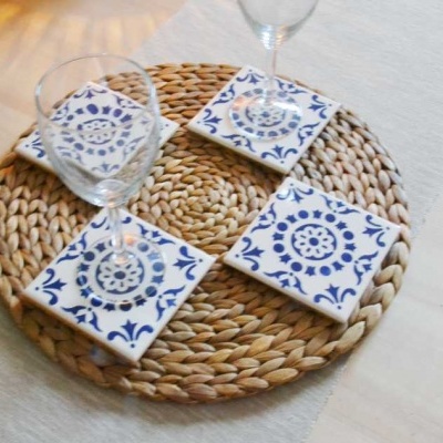 Coasters Set in portuguese tiles, hand painted, Set D