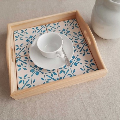 Tray with portuguese tiles handpainted model F