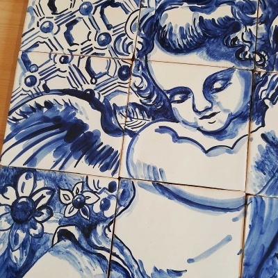 Portuguese Tiles, Decorative tile mural, Angel - Variation B