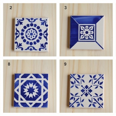 Azulejo, portuguese tiles, handpainted,   blue, tile 10,8 x 10,8 cm