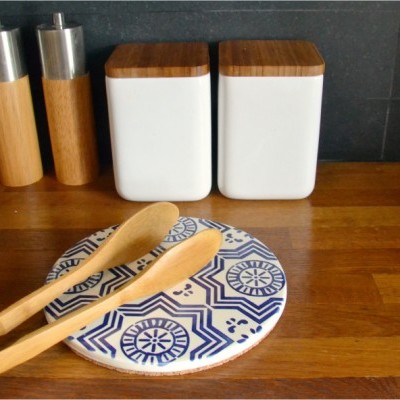 Ceramic Trivet , hand painted, portuguese tiles, 08