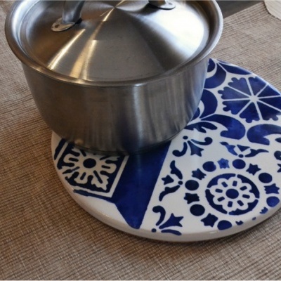 Ceramic Trivet , hand painted, portuguese tiles, 07