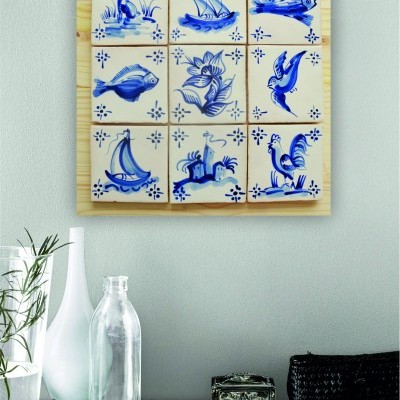 Tile mural composition of 9 replica tiles of 18th century