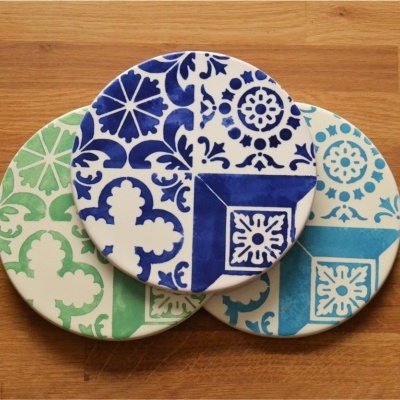 Ceramic Trivet , hand painted, portuguese tiles, 07