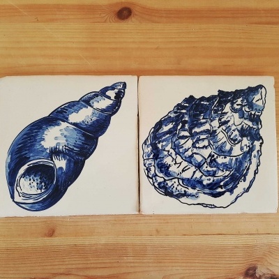 Tile Mural Marine Animals, Backsplash, Decorative tiles Handpainted, Sea Collection