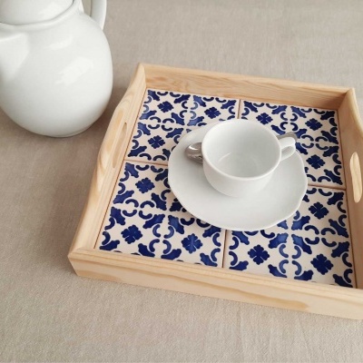 Tray with portuguese tiles handpainted model C
