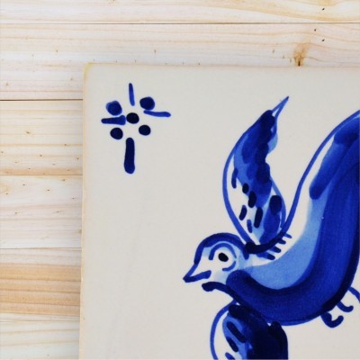 Portuguese blue tile, Hand Painted,  replica of 18th century, Swallow