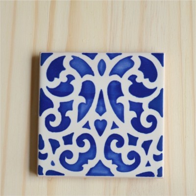 Azulejo, portuguese tiles, handpainted,  ceramic coasters, blue, Model 05