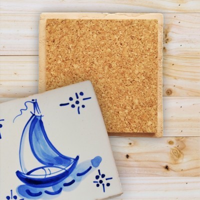 Portuguese blue tile, Hand Painted,  replica of 18th century, Boat