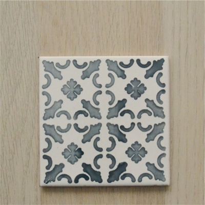 Ceramic Coasters, hand painted, portuguese tiles, warm grey 06