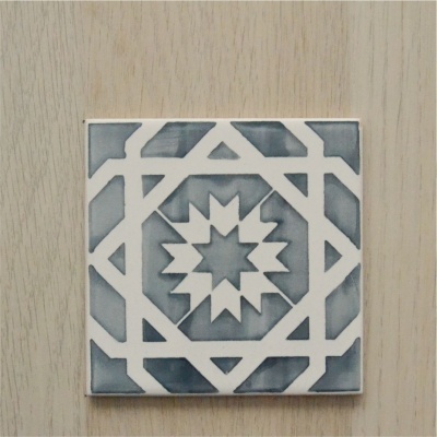 Ceramic Coasters, hand painted, portuguese tiles, warm grey 08