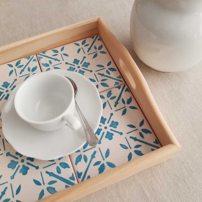 Tray with portuguese tiles handpainted model F