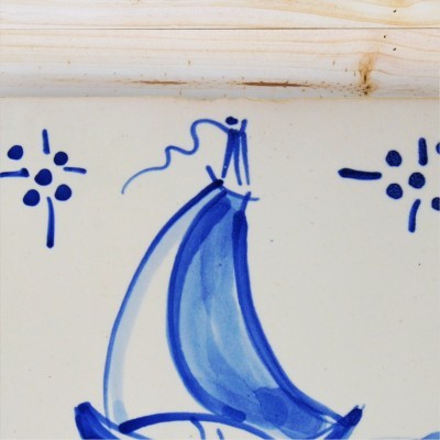Portuguese blue tile, Hand Painted,  replica of 18th century, Boat
