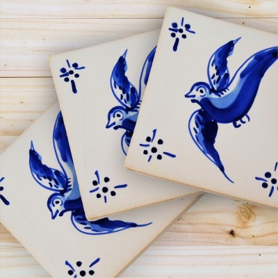Portuguese blue tile, Hand Painted,  replica of 18th century, Swallow