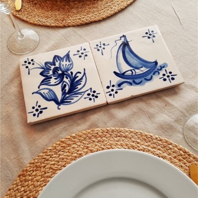Portuguese blue tile, Hand Painted,  replica of 18th century, Fishes