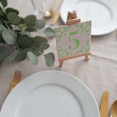 Wedding table number, portuguese tiles, handpainted