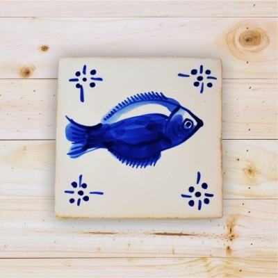 Portuguese blue tile, Hand Painted,  replica of 18th century, Fish
